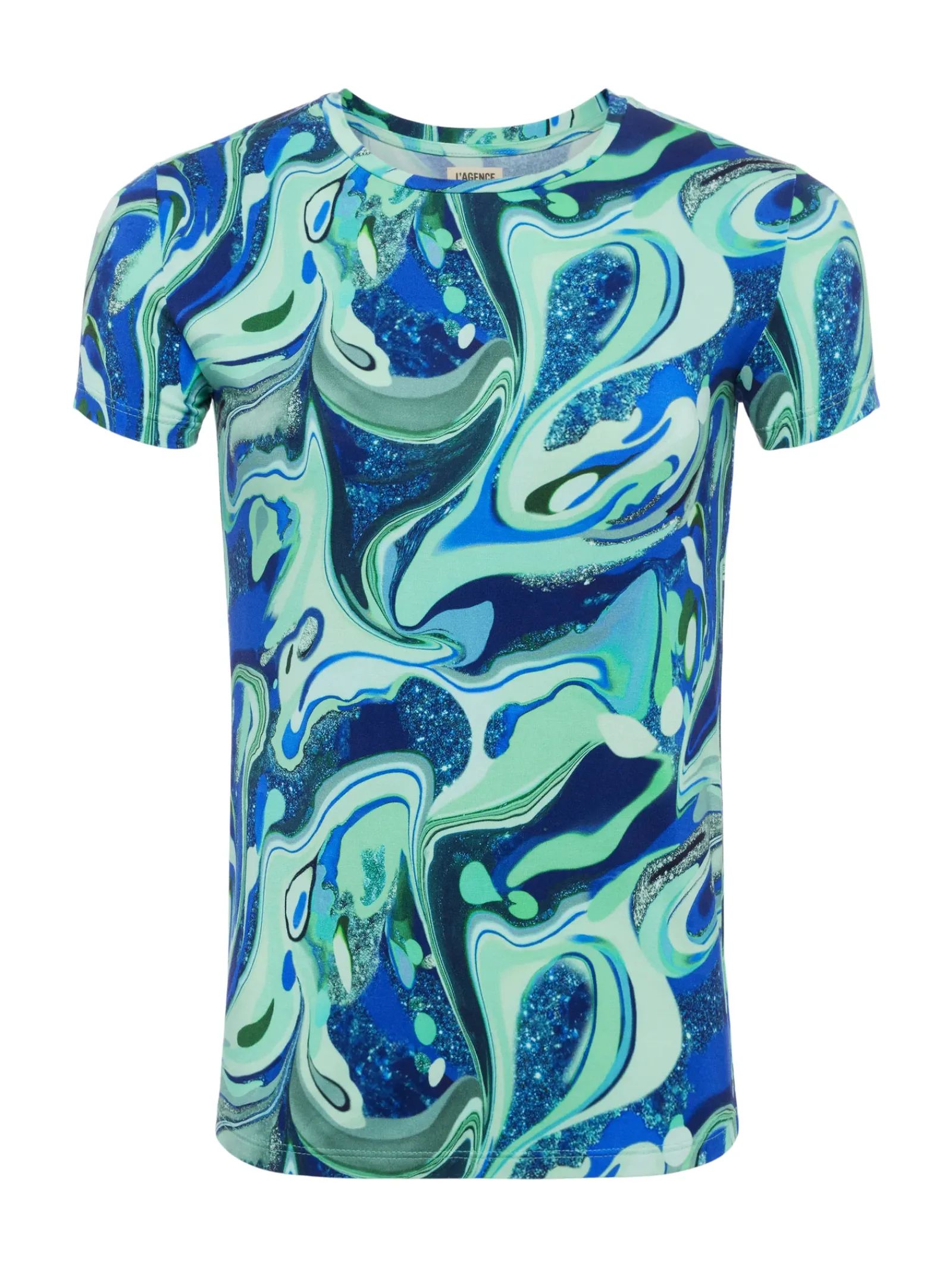 L'AGENCE Print Edition|Spring Collection|Ressi Fitted Tee Mint Multi Tie Dye Swirl