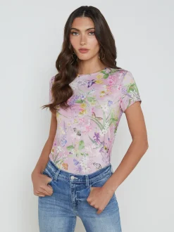 L'AGENCE Print Edition|Spring Collection|Ressi Fitted Tee Lilac Snow Botanical Butterfly