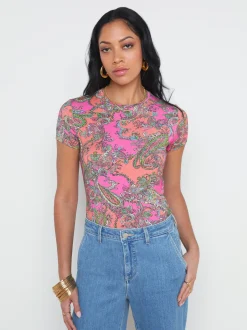 L'AGENCE Print Edition|Spring Collection|Ressi Fitted Tee Small Rhodamine Pop Paisley