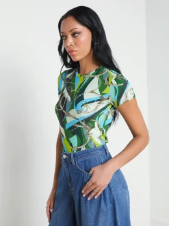 L'AGENCE Print Edition|Spring Collection|Ressi Fitted Tee Small Sea Green Belt Swirl