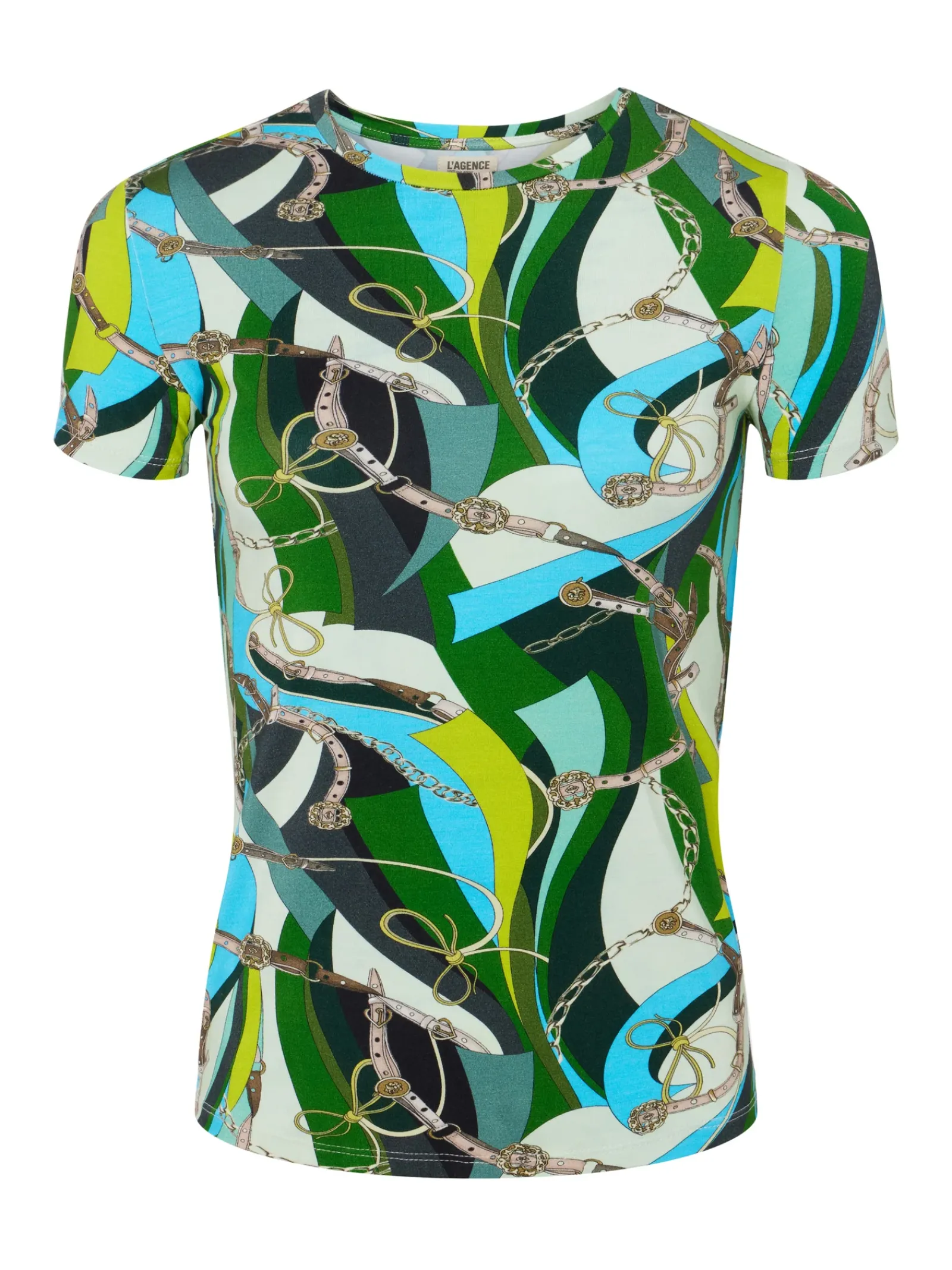 L'AGENCE Print Edition|Spring Collection|Ressi Fitted Tee Small Sea Green Belt Swirl