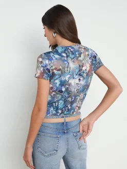 L'AGENCE Print Edition|Spring Collection|Ressi Fitted Tee Blue Multi Cloud Butterfly