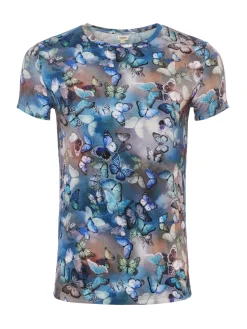 L'AGENCE Print Edition|Spring Collection|Ressi Fitted Tee Blue Multi Cloud Butterfly