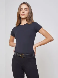 L'AGENCE All Things Black|Essentials|Ressi Fitted Tee Black Micro Modal