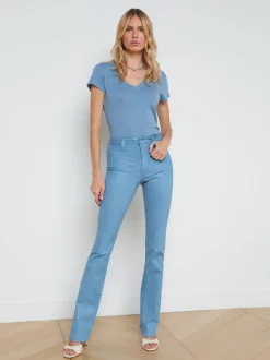L'AGENCE Spring Collection|Straight|Ruth Coated Straight-Leg Jean Blue Mist Coated