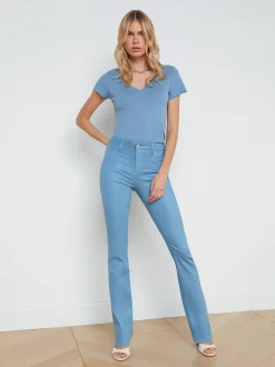 L'AGENCE Spring Collection|Straight|Ruth Coated Straight-Leg Jean Blue Mist Coated