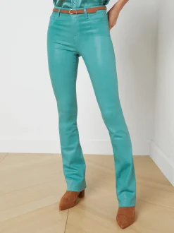 L'AGENCE Back in Stock|Resort Collection|Ruth Coated Straight-Leg Jean Green Jasper Coated