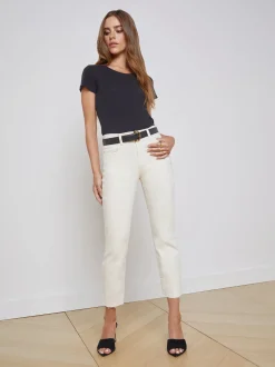 L'AGENCE Petite|Straight|Sada Slim-Leg Cropped Jean Vintage White