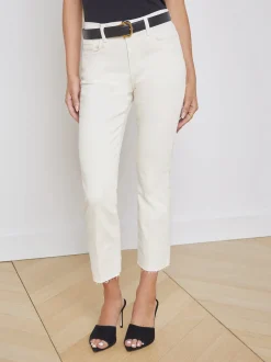 L'AGENCE Petite|Straight|Sada Slim-Leg Cropped Jean Vintage White