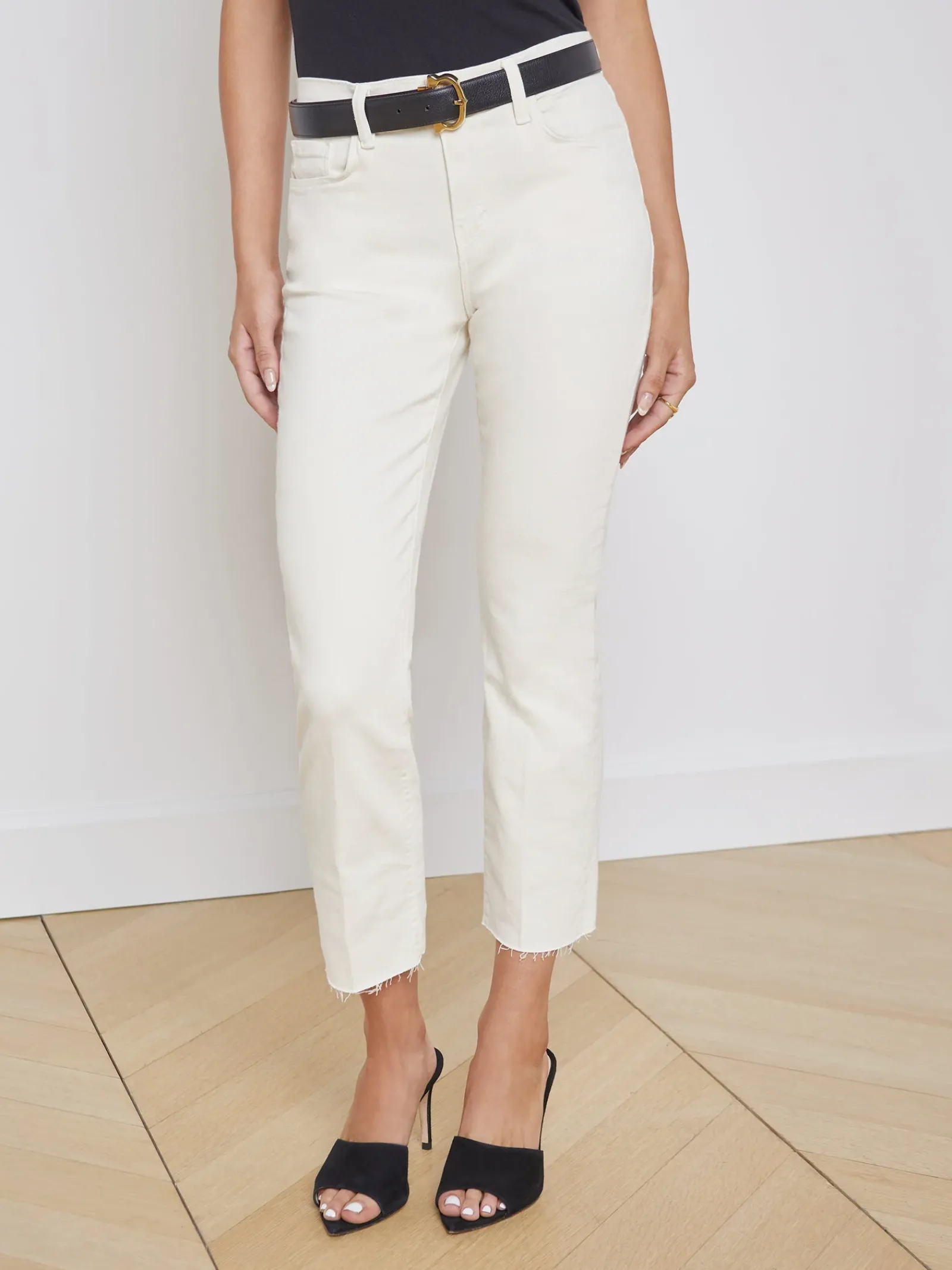 L'AGENCE Petite|Straight|Sada Slim-Leg Cropped Jean Vintage White