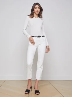 L'AGENCE Nouveau Whites|Petite|Sada Slim-Leg Cropped Jean Blanc