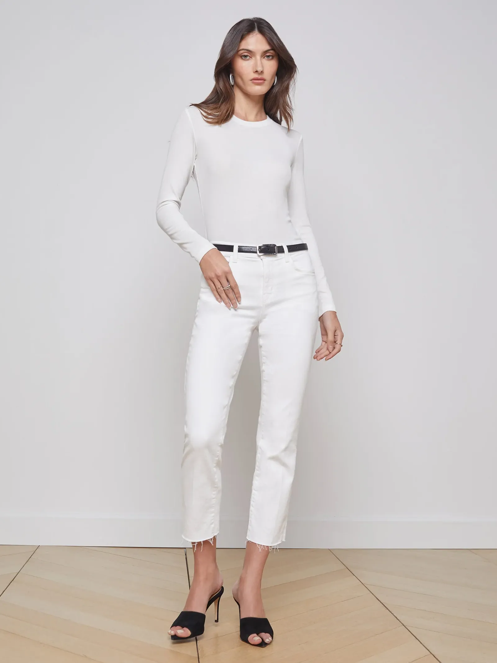 L'AGENCE Nouveau Whites|Petite|Sada Slim-Leg Cropped Jean Blanc