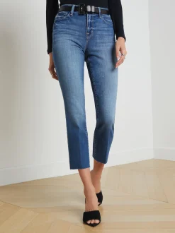 L'AGENCE Petite|Straight|Sada Slim-Leg Cropped Jean Cambridge