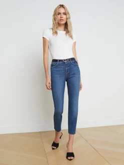 L'AGENCE Petite|Straight|Sada Slim-Leg Cropped Jean Laredo