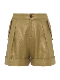 L'AGENCE Spring Collection|Linen|Safari Cotton-Linen Short Oil Green/Gold
