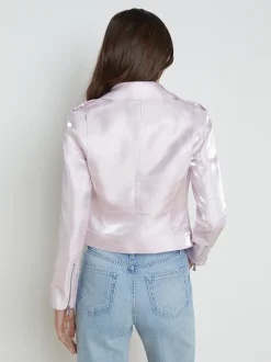 L'AGENCE Spring Collection|Blazers & Jackets|Satin-Organza Biker Jacket Lilac Snow