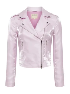 L'AGENCE Spring Collection|Blazers & Jackets|Satin-Organza Biker Jacket Lilac Snow