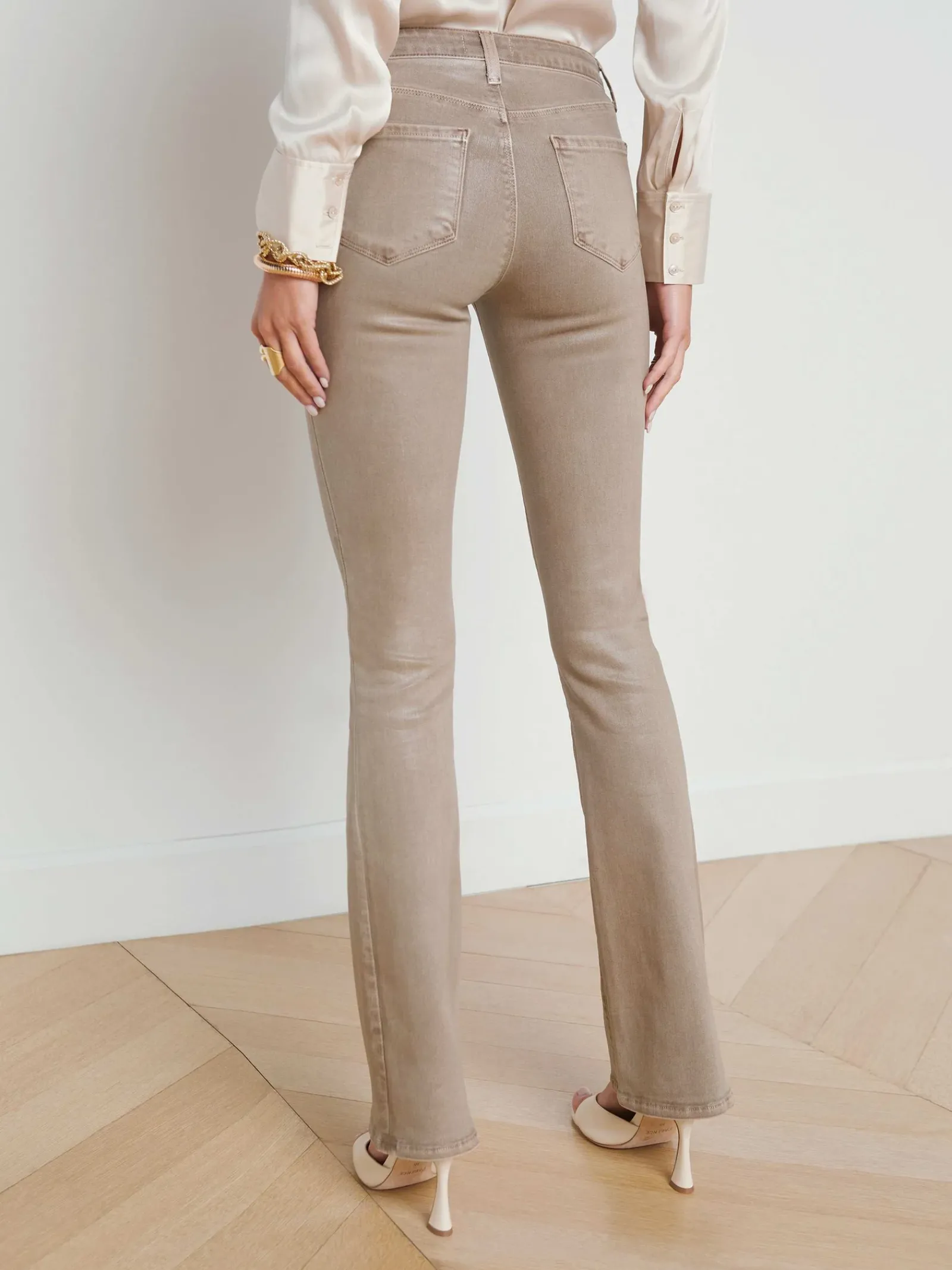 L'AGENCE Spring Collection|Flare & Bootcut|Selma Coated Bootcut Jean Rye Coated