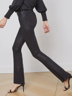 L'AGENCE All Things Black|Back in Stock|Selma Coated Bootcut Jean Noir Coated
