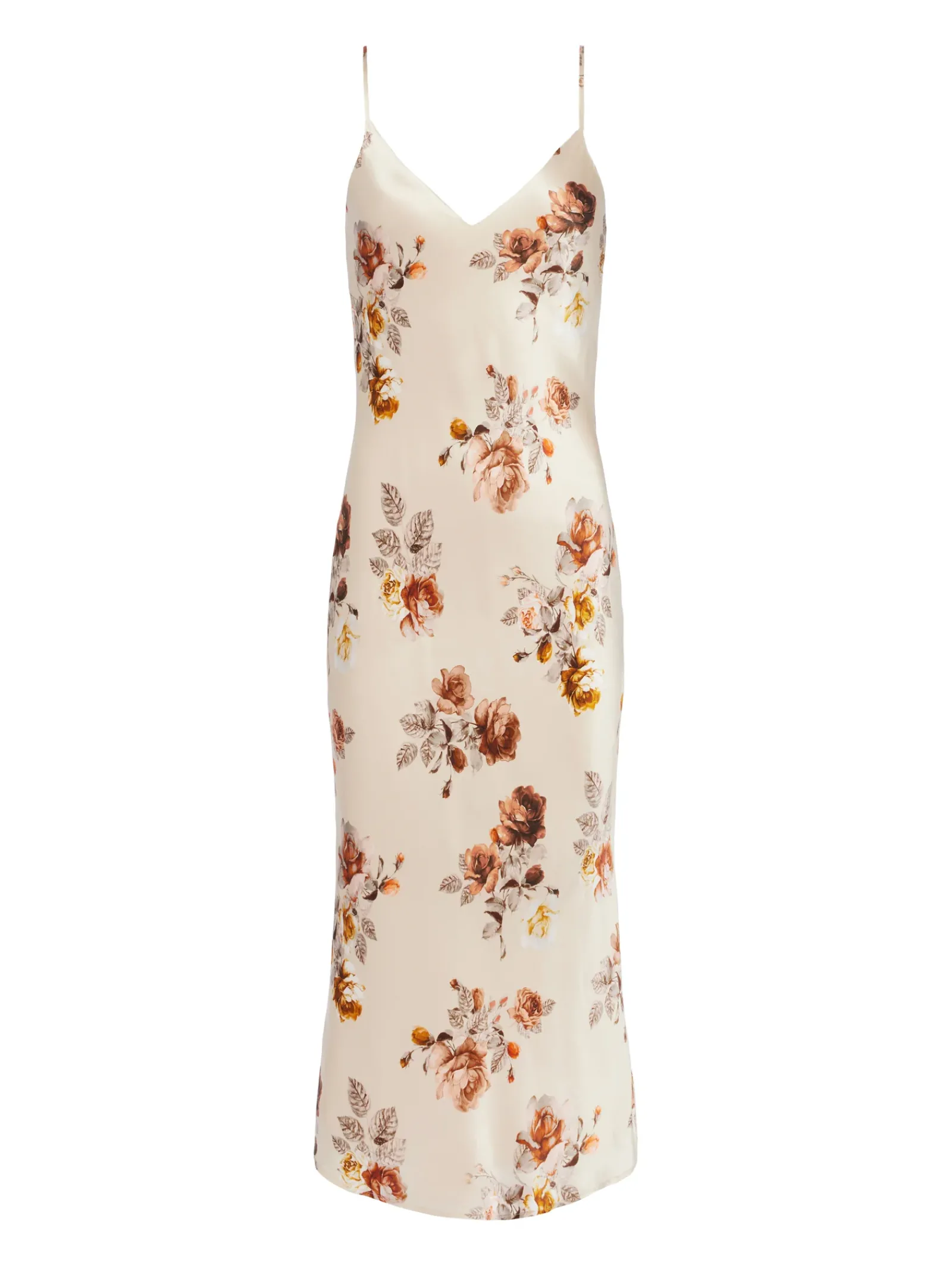 L'AGENCE Resort Collection|Print Edition|Seridie Silk Slip Dress Buff Multi Tonal Rose Floral