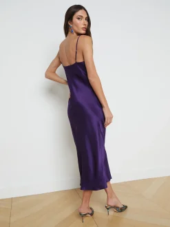 L'AGENCE Online Exclusives|Silks|Seridie Silk Slip Dress Purple Sapphire