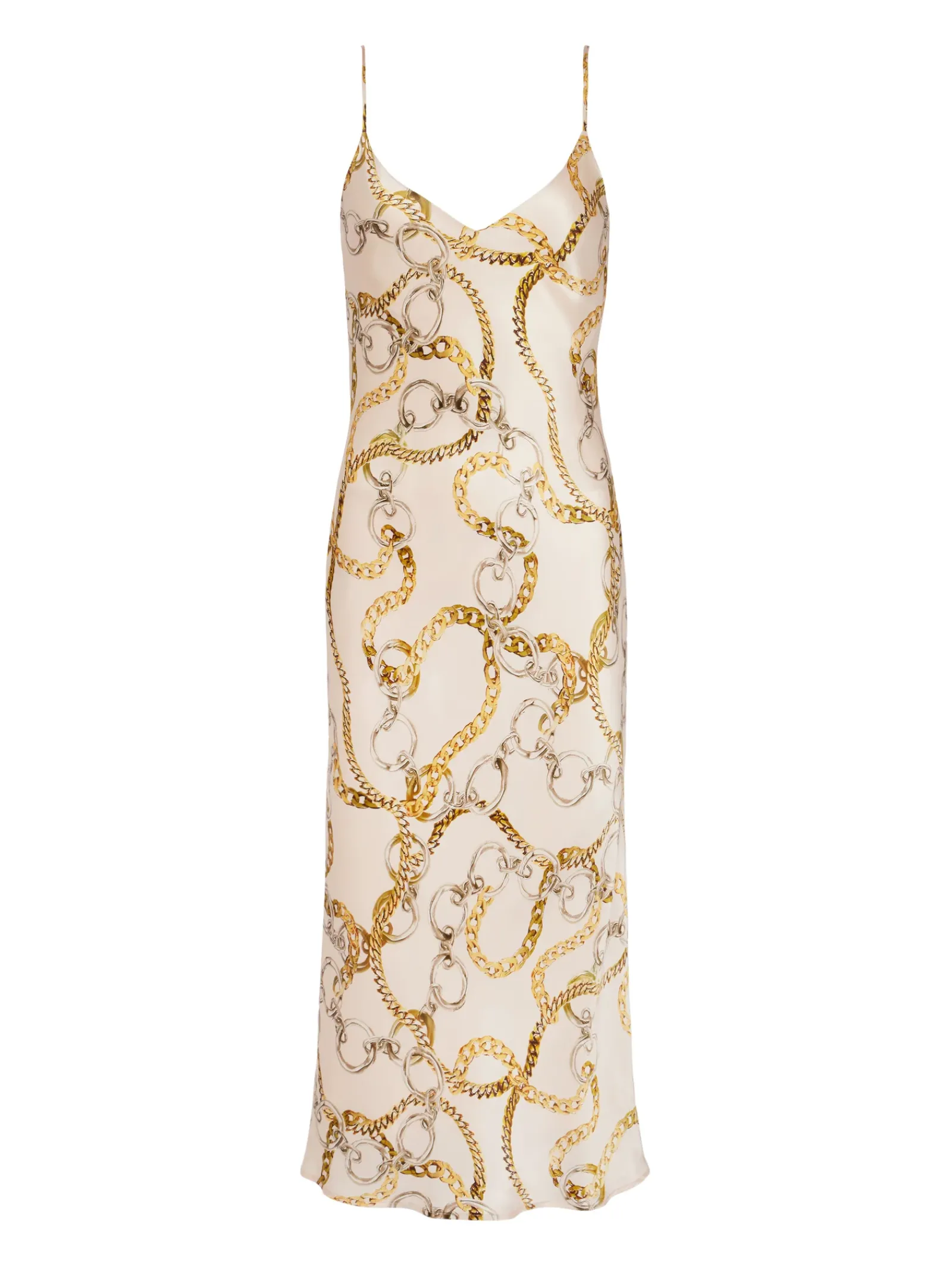 L'AGENCE Print Edition|Spring Collection|Seridie Silk Slip Dress Ecru Multi Oversized Chain