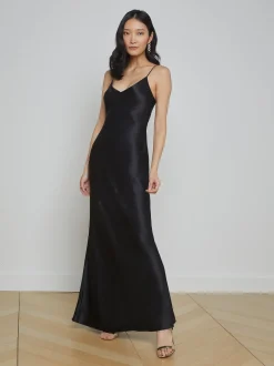 L'AGENCE Essentials|Silks|Serita Silk Slip Dress Black