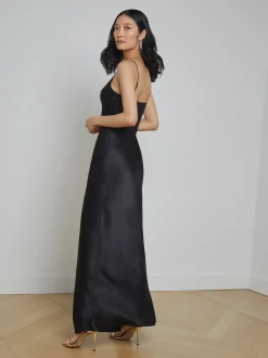 L'AGENCE Essentials|Silks|Serita Silk Slip Dress Black