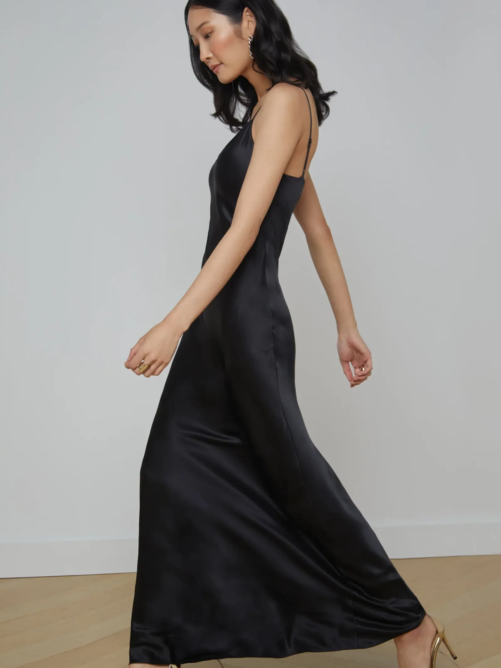 L'AGENCE Essentials|Silks|Serita Silk Slip Dress Black