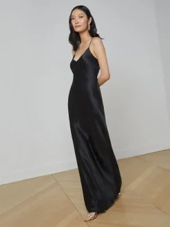 L'AGENCE Essentials|Silks|Serita Silk Slip Dress Black