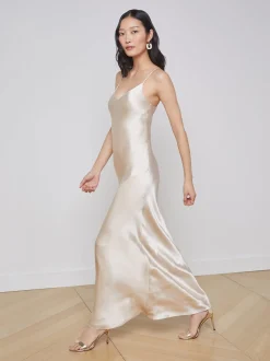 L'AGENCE Essentials|Silks|Serita Silk Slip Dress Champagne