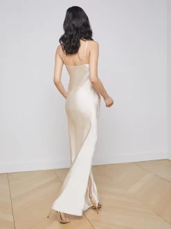 L'AGENCE Essentials|Silks|Serita Silk Slip Dress Champagne