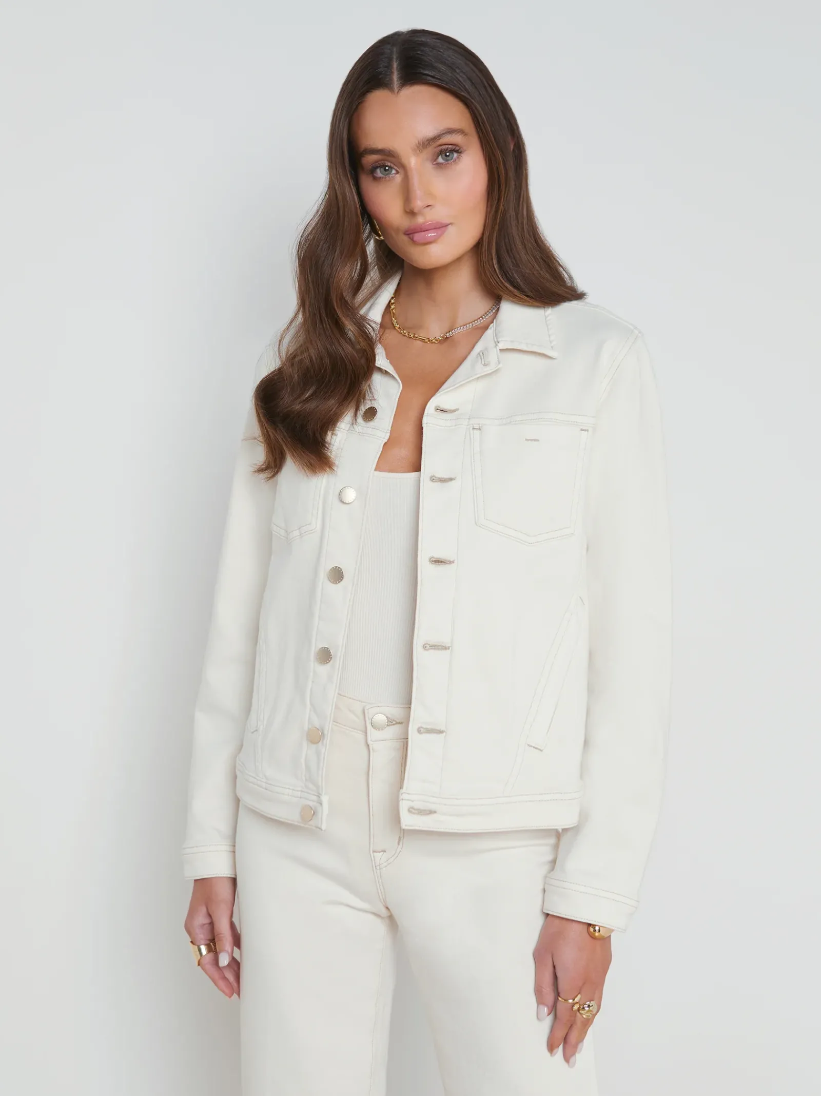 L'AGENCE Nouveau Whites|Spring Collection|Shuri Denim Jacket Macadamia
