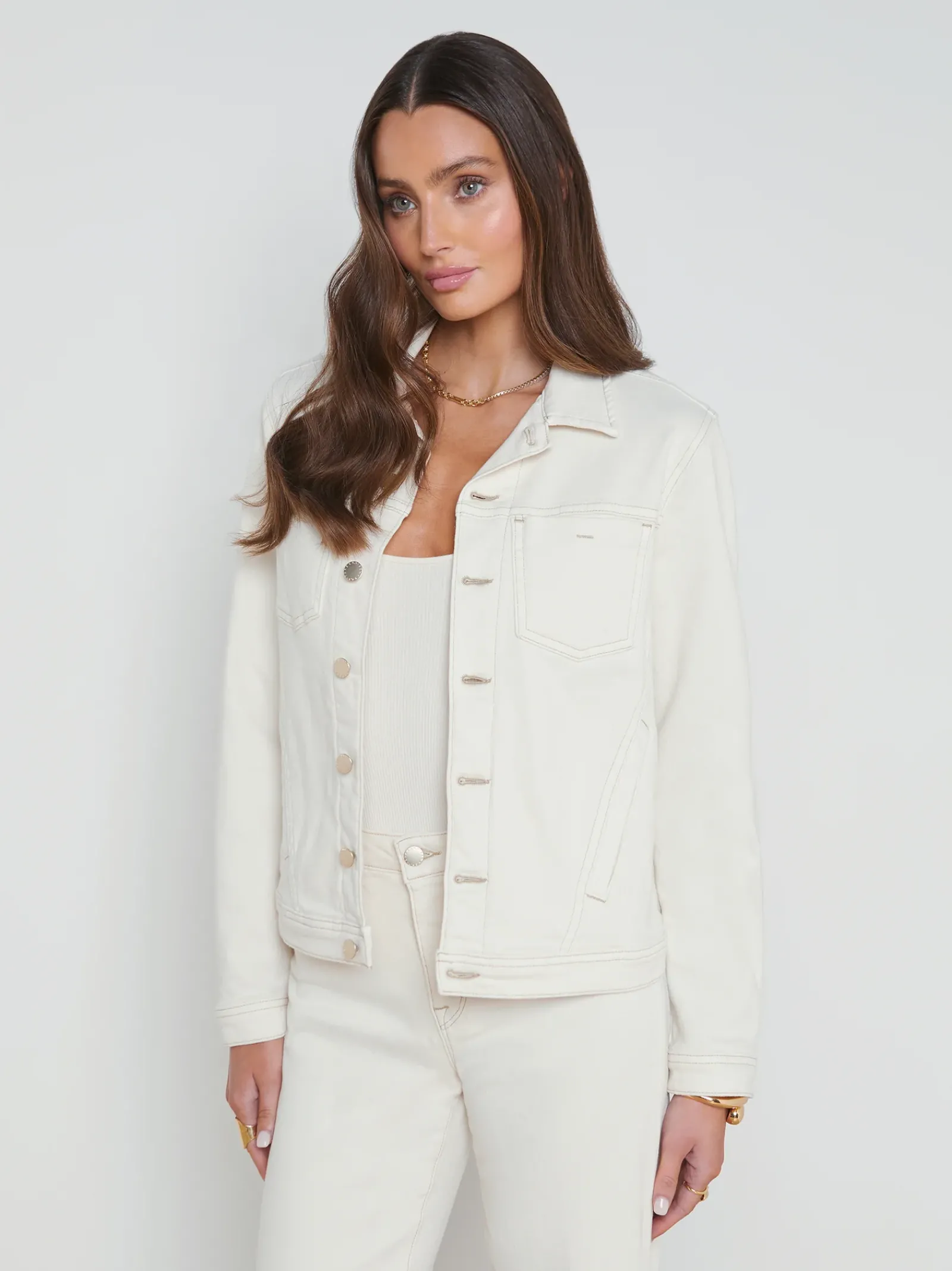 L'AGENCE Nouveau Whites|Spring Collection|Shuri Denim Jacket Macadamia