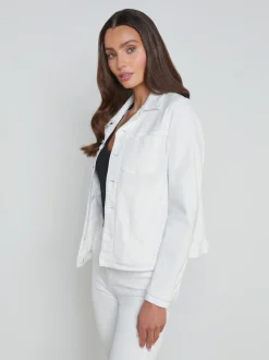 L'AGENCE Denim Jackets|Spring Collection|Shuri Denim Jacket Blanc