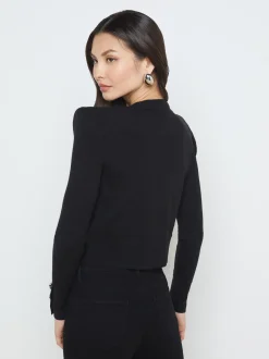 L'AGENCE All Things Black|Knitwear|Sky Cuff Detail Crewneck Black
