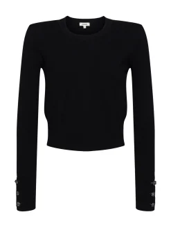 L'AGENCE All Things Black|Knitwear|Sky Cuff Detail Crewneck Black
