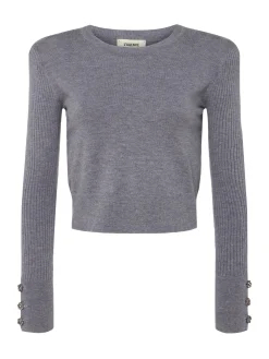 L'AGENCE Spring Collection|Knitwear|Sky Cuff Detail Crewneck Heather Grey
