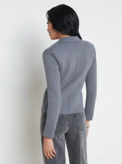 L'AGENCE Spring Collection|Knitwear|Sofia Knit Blazer Shadow Grey