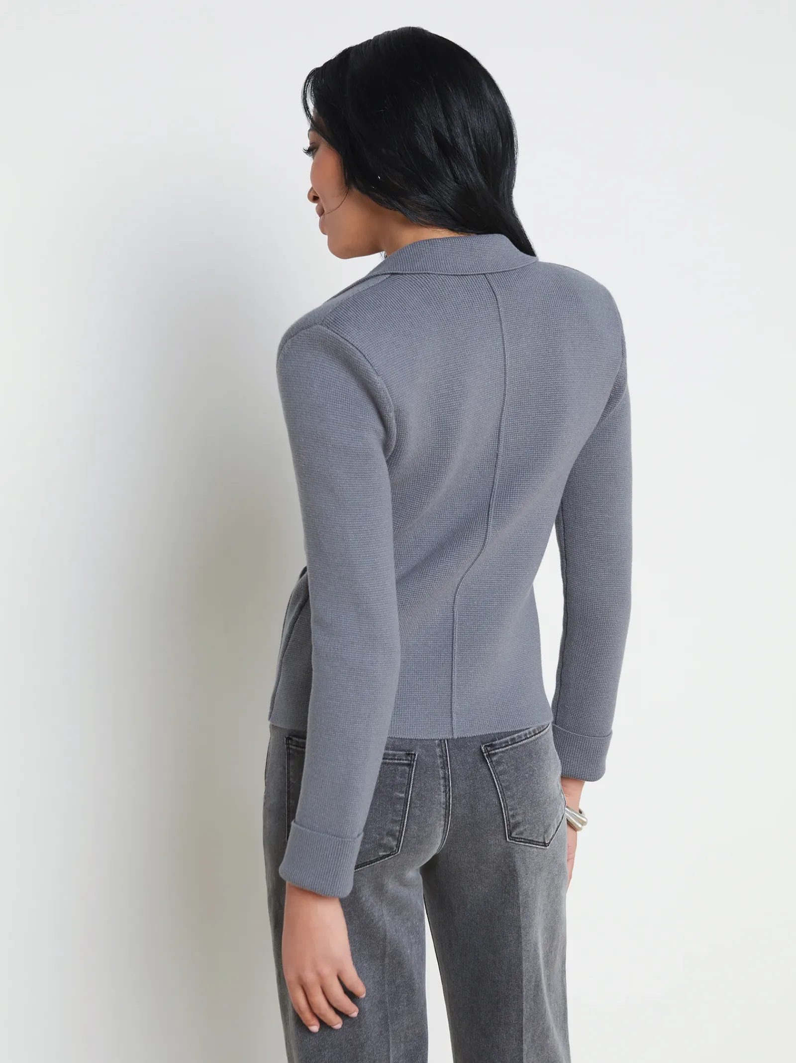 L'AGENCE Spring Collection|Knitwear|Sofia Knit Blazer Shadow Grey