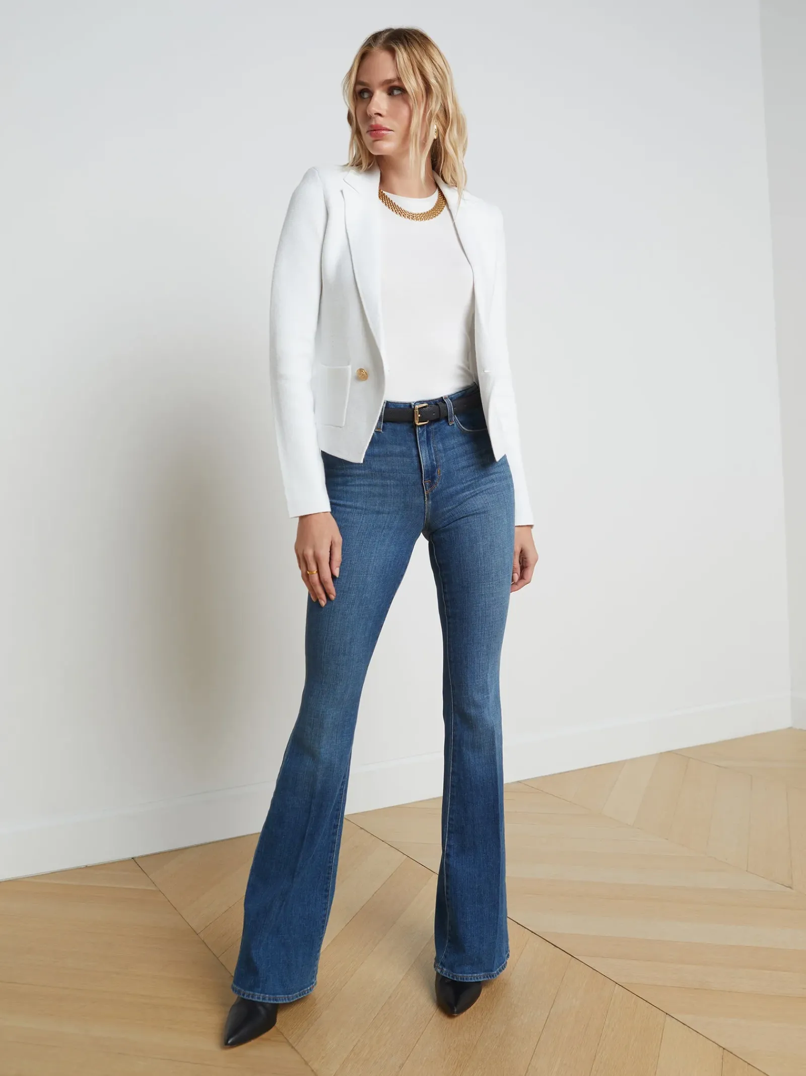 L'AGENCE Nouveau Whites|Essentials|Sofia Knit Blazer White