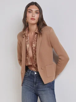 L'AGENCE Knitwear|Blazers & Jackets|Sofia Knit Blazer Ginger Snap