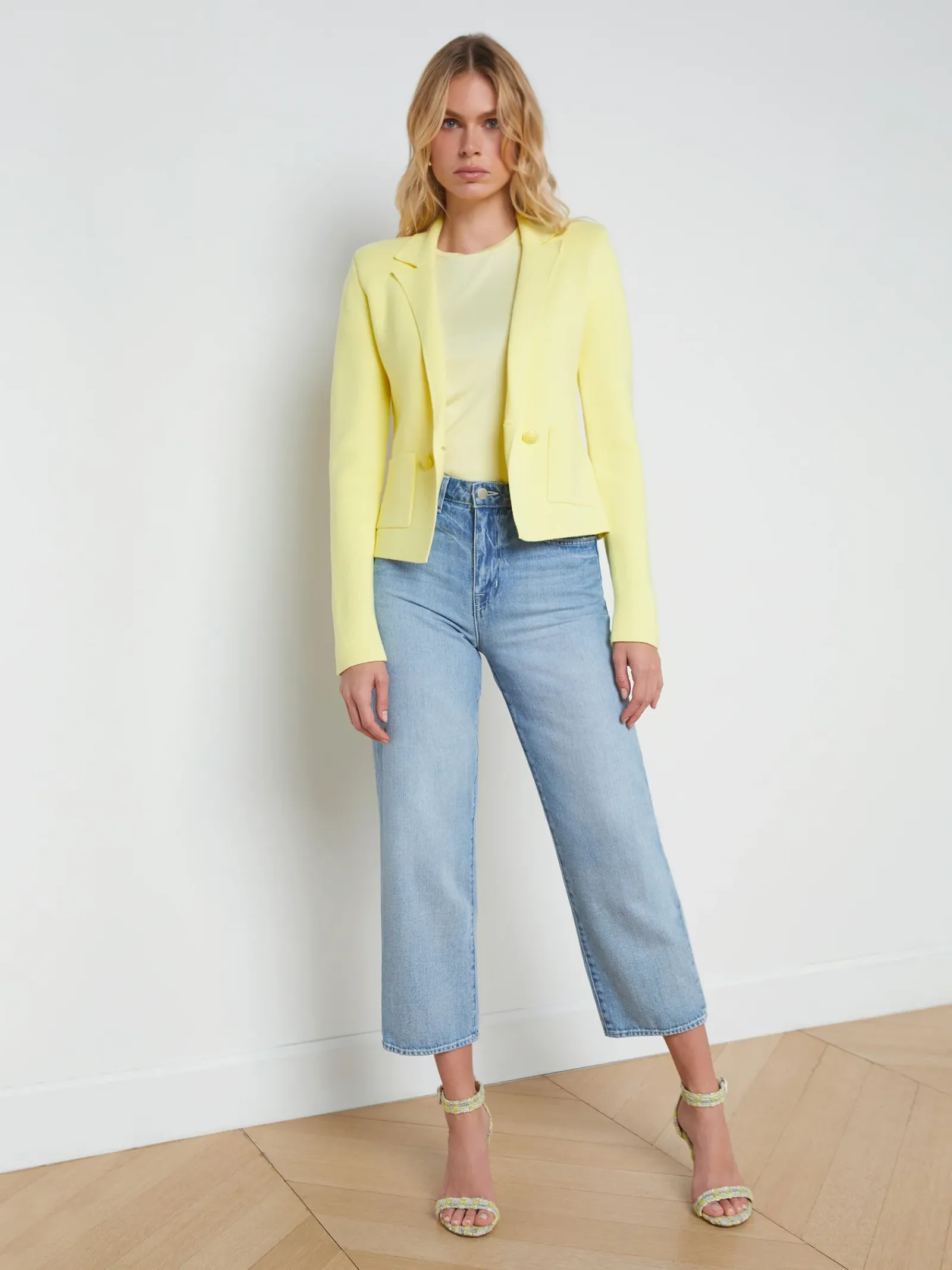 L'AGENCE Spring Collection|Knitwear|Sofia Knit Blazer Yellow Sorbet
