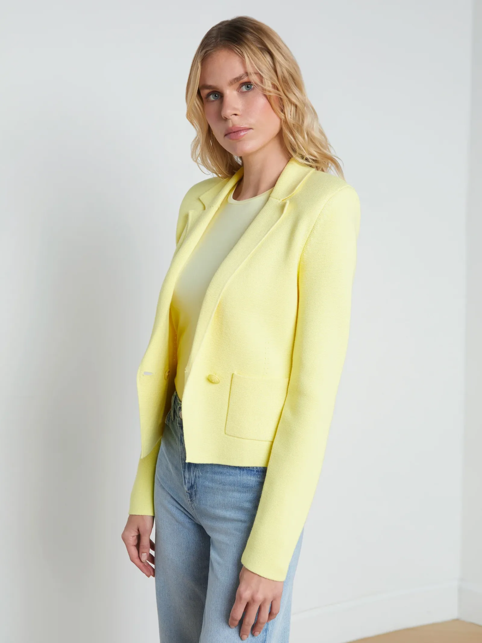L'AGENCE Spring Collection|Knitwear|Sofia Knit Blazer Yellow Sorbet