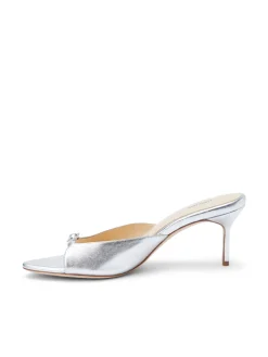 L'AGENCE Resort Collection|Mules|Solene Open Toe Mule Silver Patent Leather