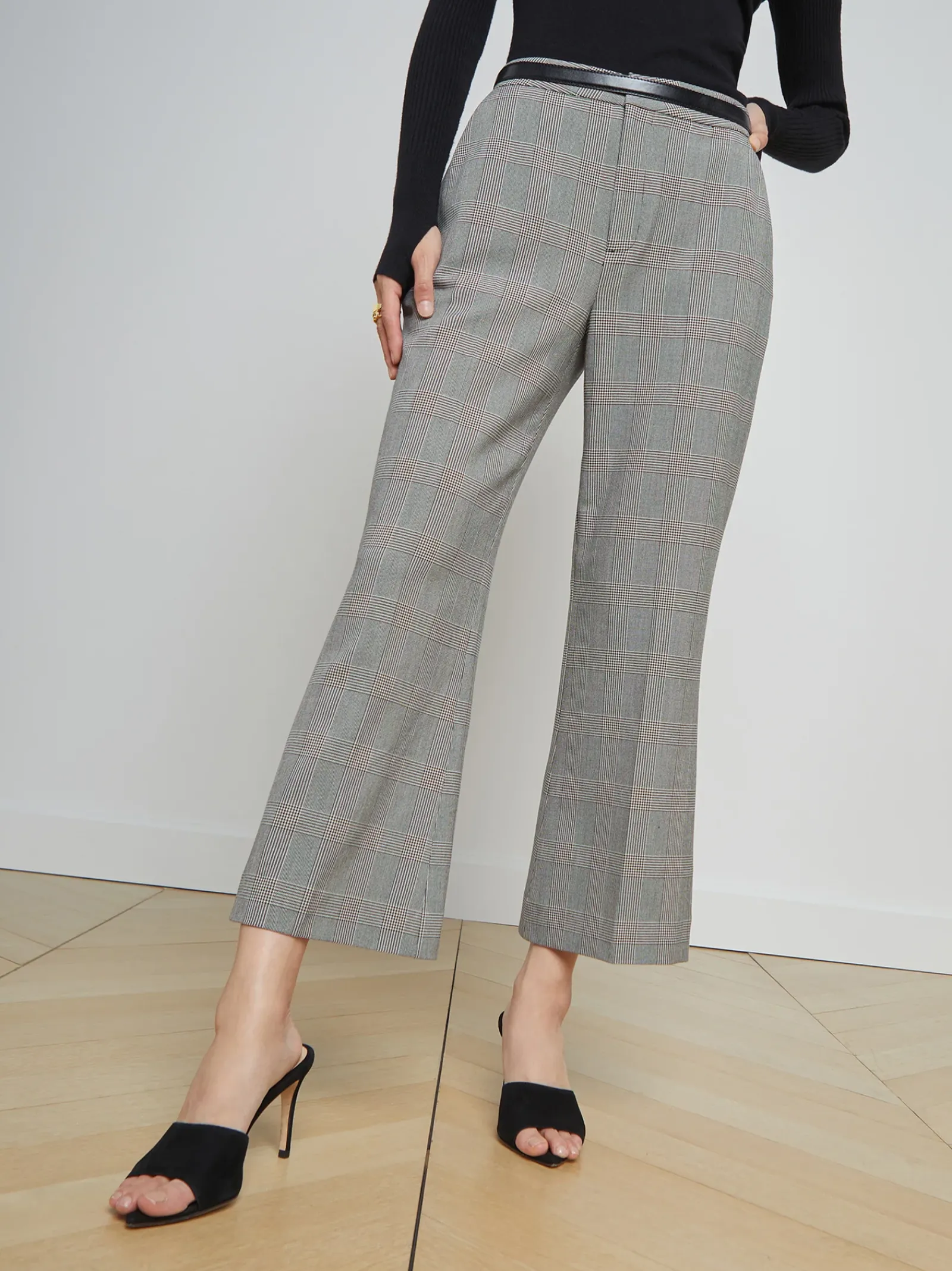 L'AGENCE Pants, Shorts & Skirts|Stacey Trouser Ivory/Black Glen Plaid