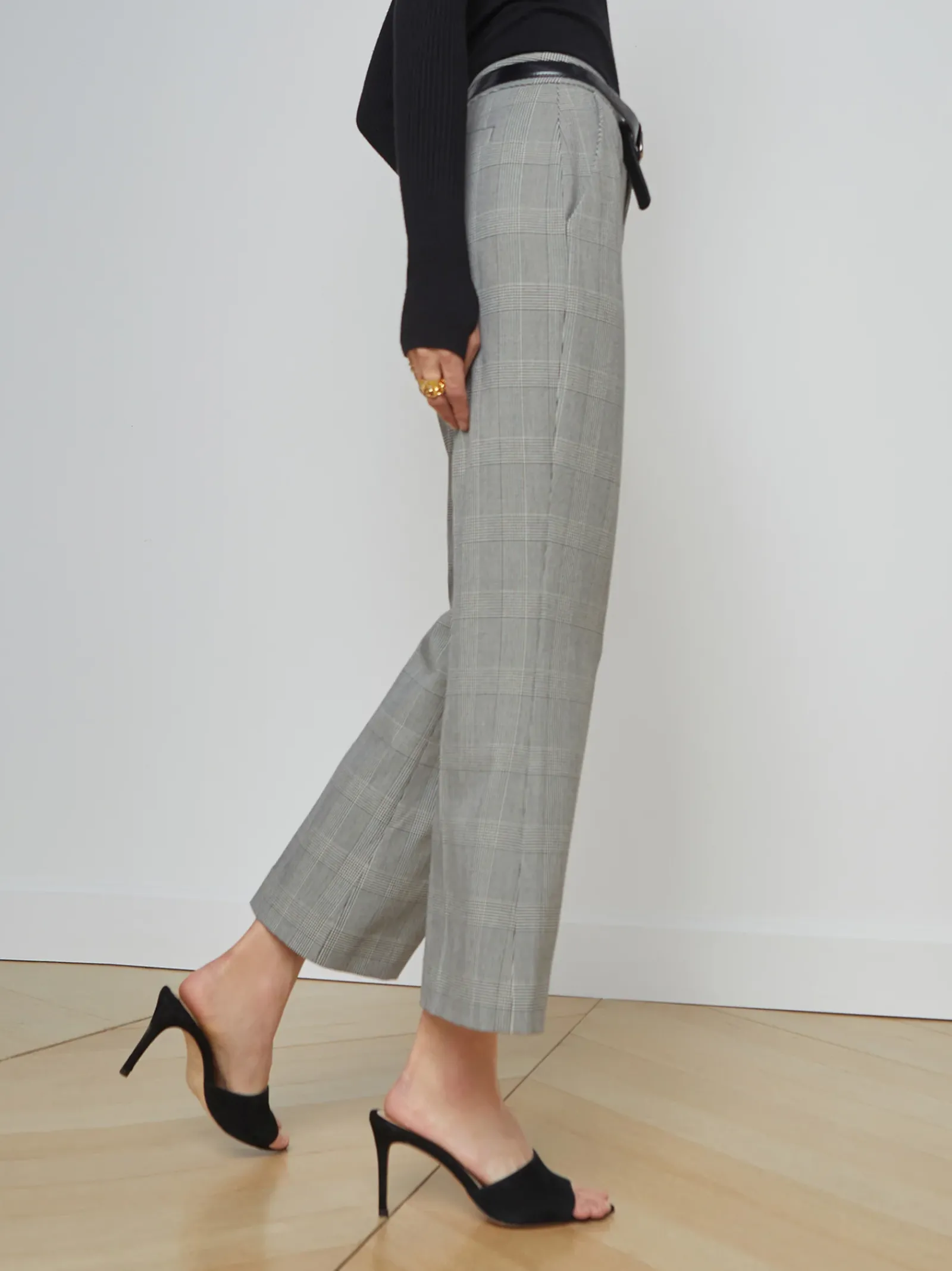L'AGENCE Pants, Shorts & Skirts|Stacey Trouser Ivory/Black Glen Plaid