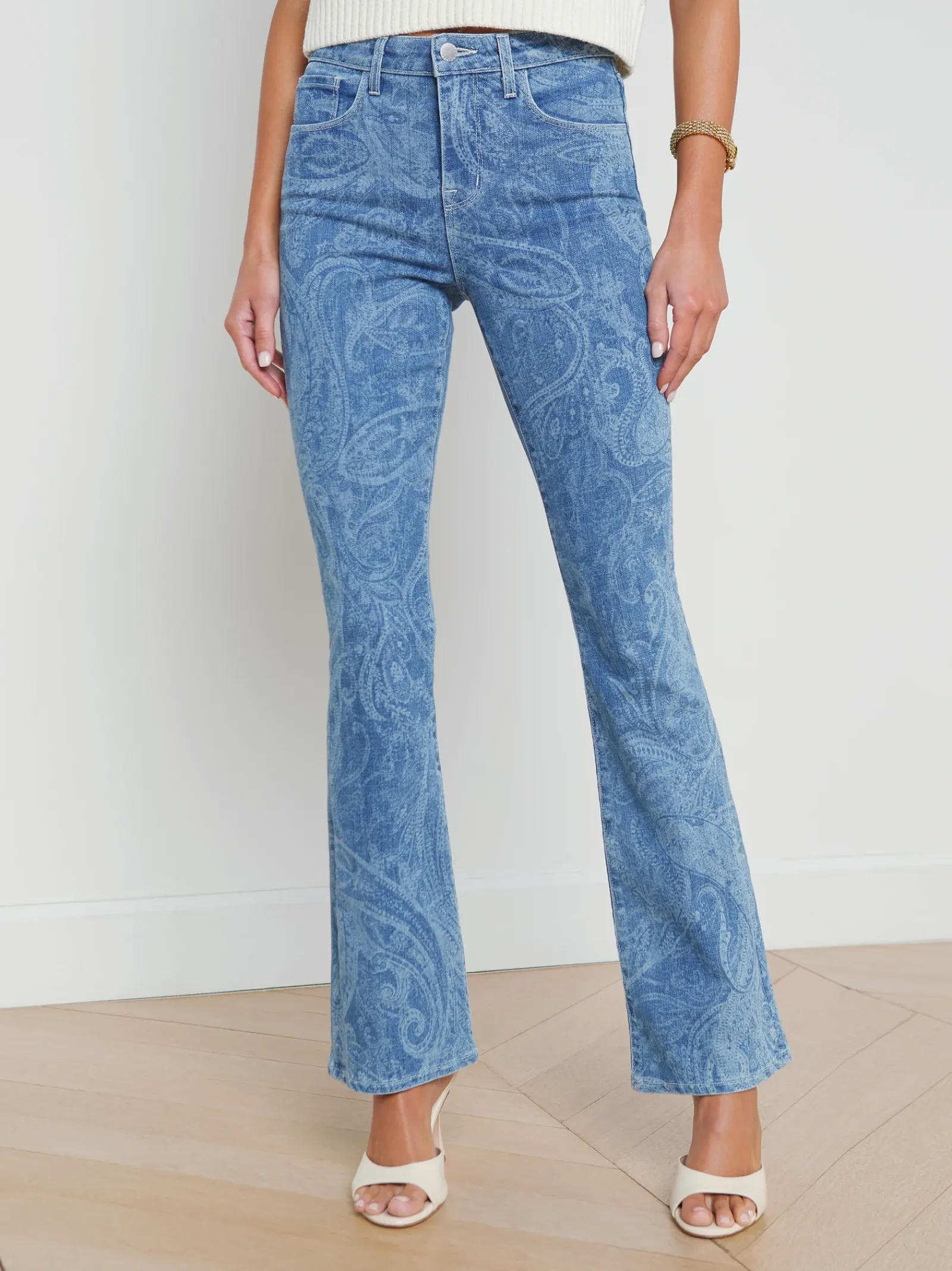 L'AGENCE Flare & Bootcut|Spring Collection|Stassi Printed Bootcut Jean Paisley Laser