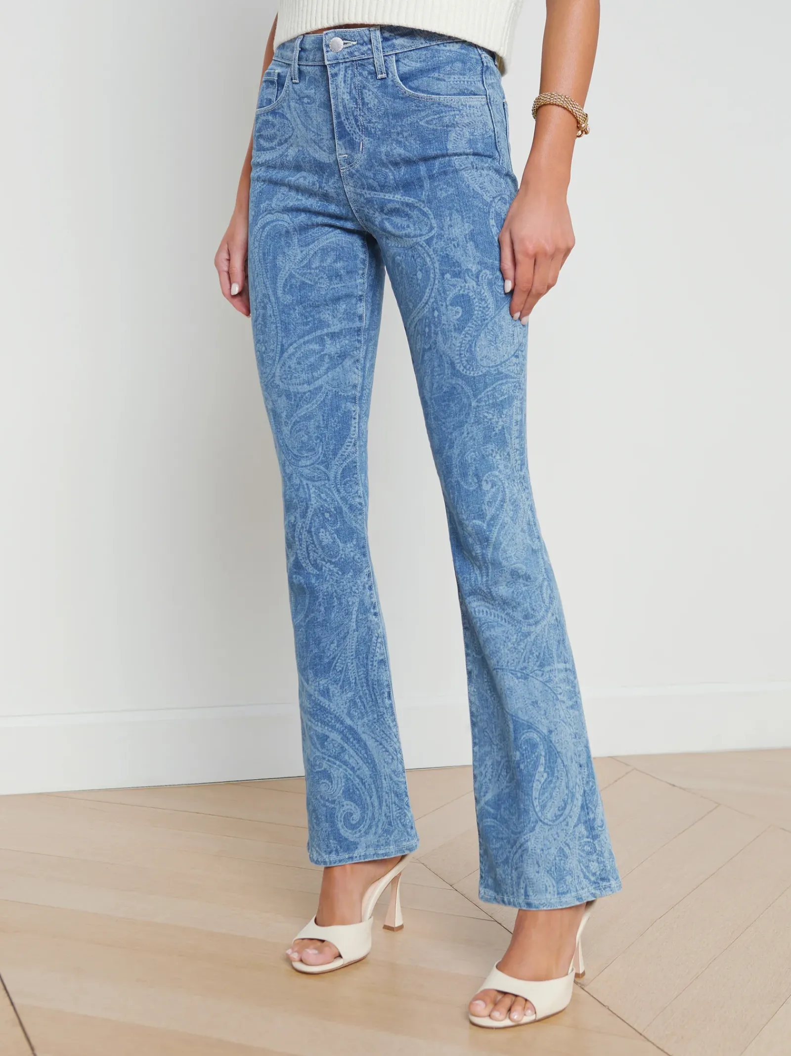 L'AGENCE Flare & Bootcut|Spring Collection|Stassi Printed Bootcut Jean Paisley Laser