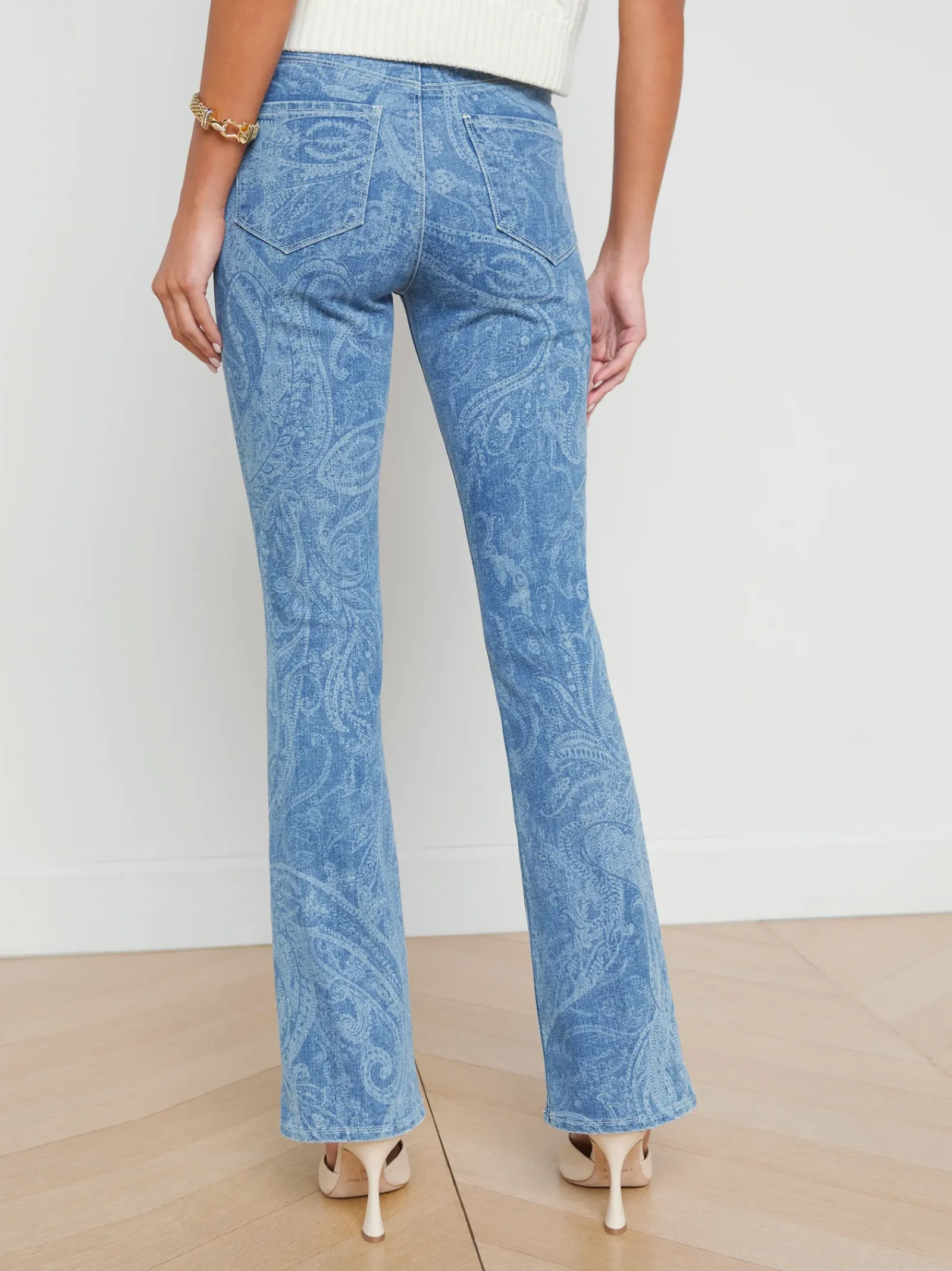 L'AGENCE Flare & Bootcut|Spring Collection|Stassi Printed Bootcut Jean Paisley Laser